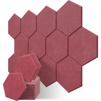 Obraz AKUSTICKÉ PANELY ČERVENÉ HEXAGON 12x 36X30X1