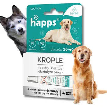 Antiparazitikum pro psa Kapky proti parazitům, blechám a klíšťatům pro velké psy (20-40 kg) Happs 4x 4 ml