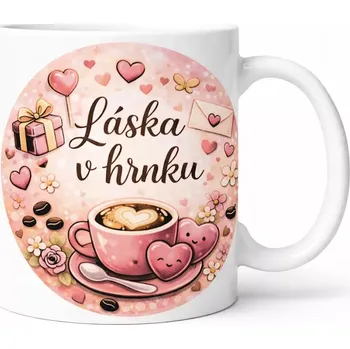 Hrnek s potiskem 330 ml láska v černý černý CZ