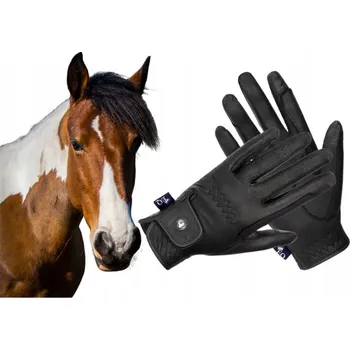 Jezdecké rukavice Jezdecké rukavice Equestrian Queen Mauritius kožené černé M
