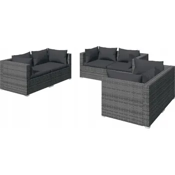 Sedací souprava VidaXL 6dílná zahradní sedací souprava s polštáře, PE ratan, šedá