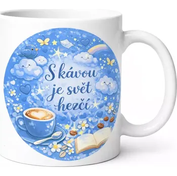 Hrnek s potiskem 330 ml hezčí svět modrý modrý CZ