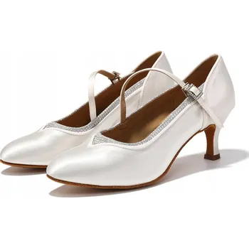 Dámské lodičky Lelka taneční boty pro standardní tance 1331 - bílé - podpatek 6,5 cm, velikost 37