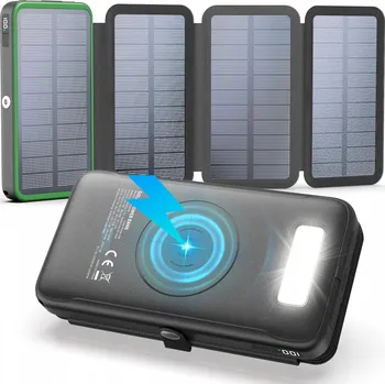 Powerbanka SOLÁRNÍ POWERBANKA 27000mAh 4 PANELY 22,5W SVÍTILNA INDUKČNÍ NABÍJENÍ GR