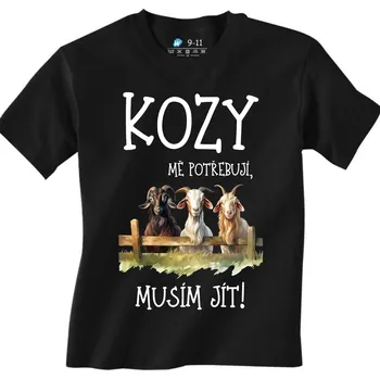 Chlapecké tričko Dětské tričko Kozy mě potřebují, musím jít! (Velikost: 3-4, Barva: Černá)