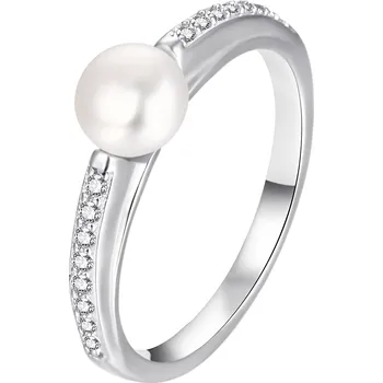 Prsten Elegantní stříbrný prsten s pravou perlou AGT-R08W Agato / Obvod: 58 mm - 58 mm