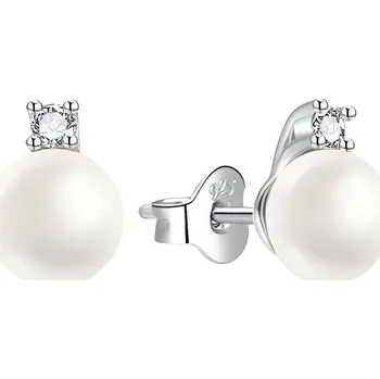 Náušnice Módní stříbrné náušnice s perlou a zirkony AGT-E242PW-P8 Agato