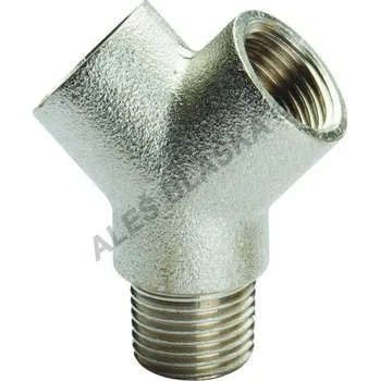 Fitinka Niklované mosazné rozbočení Y - rozbočka MOSAZ - 1/2"x1/2"x1/2" 9543