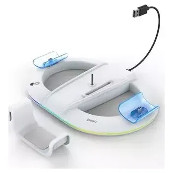 Herní ovladač iPega P5S045 Vertikální Nabíjecí Stojan s RGB pro PS5 Slim/PS5 Pro White (Pošk. Balení)