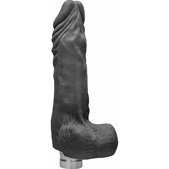 Vibrátor Shots - RealRock Realistic Vibrating Dildo with Balls 23cm Black vibrátor