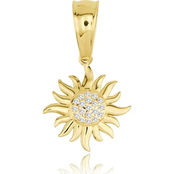 Přívěsek Zlatý přívěs slunce s bílými zirkony Au 585/1000
