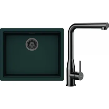 Kuchyňský dřez Set Schock S32-20 (dřez Kiruna N-100L Ivy + baterie Keto.120 Gunmetal brushed + komponenty Gunmetal brushed)