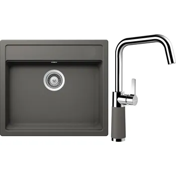 Kuchyňský dřez Set Schock S9-8 (dřez Mono N-100 Silverstone + baterie SC-530 Silverstone)