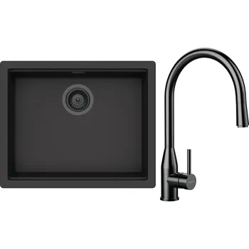 Kuchyňský dřez Set Schock S32-10 (dřez Kiruna N-100L Dusk + baterie Kavus.120 Gunmetal brushed + komponenty Gunmetal brushed)