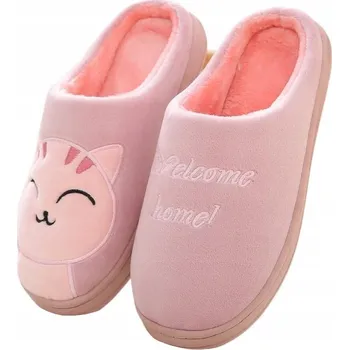 Dámská obuv Dámské Pantofle Bamboše Pohodlné Růžové Světle Vítejte Domov 38/39