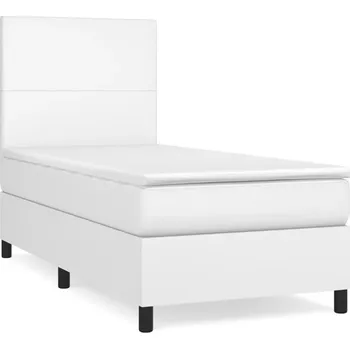 Postel Kontinentální postel s matrací, bílá, ekokůže 100x200 cm