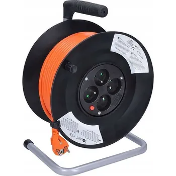 Napájecí kabel Prodlužovací Kabel na bubnu Solight 50 m, 4 ks, oranžový
