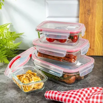 Dóza na potraviny TESCOMA Freshbox Glass 4 ks - skleněné vzduchotěsné dózy na&nbsp;potraviny