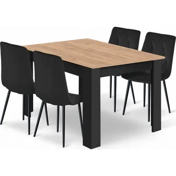 Jídelní stůl SADA JÍDELNÍ STŮL DO KUCHYNĚ/JÍDELNY NP 120x80 Craft Černý + 4 židle LIBRA černé