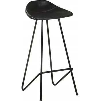Barová židle Barová Židle Greatstore černá 83 cm pravá kůže