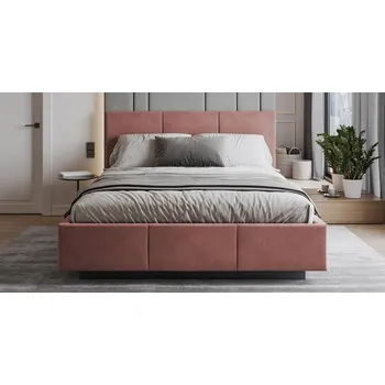 Postel Čalouněná postel AVEIRO 90x200 s kovovým zdvižným roštem PARIS LOSOSOVÁ