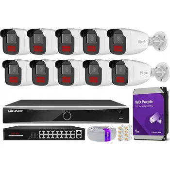 Bezpečnostní kamera Monitorovací sada s 10 kamerami HiLook 4Mpx IPCAM-B4-50IR a rekordérem Hikvision