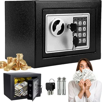 Trezor DOMÁCÍ TREZOR NA PENÍZE ZBRAŇ NÁSTĚNNÉ KLÍČE MINI MALÁ PANCÉŘOVÁ POKLADNA ČERNÁ