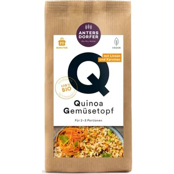 Rýže Antersdorfer Mühle Quinoa zeleninový hrnec čočka a mrkev 150 g bio BIO VEGETARIAN Množství: 1 ks