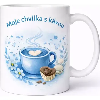Hrnek 330 ml chvilka s kávou modrý modrý CZ