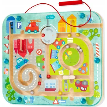 Dřevěná hračka MAGNETICKÝ LABYRINT PRO DĚTI EDUKAČNÍ DŘEVĚNÁ HRAČKA MĚSTSKÝ