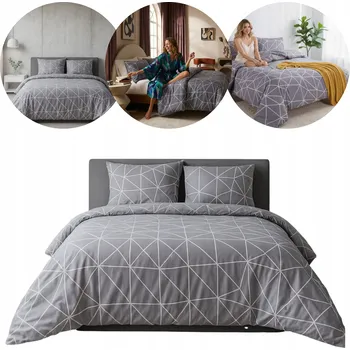 Povlečení Sada Povlečení ROSA 160x200cm + 2 povlaky na polštáře 70x80cm Šedé Proužky