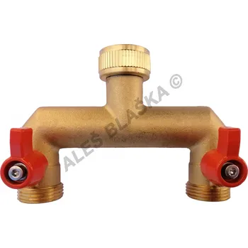 Ventil Mosazný dvoucestný rozdělovač s kulovými ventily, připojení 3/4" , (rozbočení, rozdvojka) - 3/4" 3034