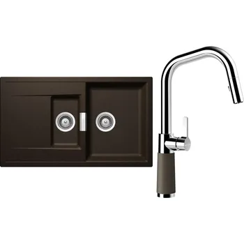 Kuchyňský dřez Set Schock S7-9 (dřez Mono D-150 Bronze + baterie SC-530.120 Bronze)