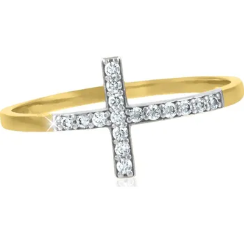 Prsten GEMMAX Zlatý prsten s křížkem vel.&nbsp;52 – zlatý šperk ryzosti 585/1000 v Dárkovém balení s Certifikátem GLRCB-52-26091