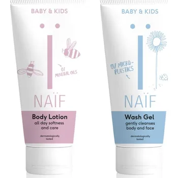 Kosmetika NAÏF DUO Čistící a mycí gel a zjemňující tělové mléko