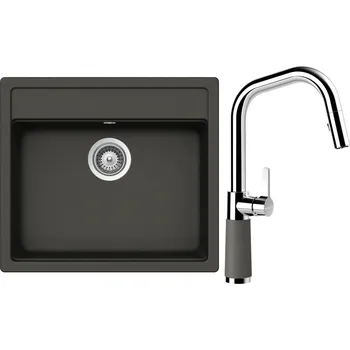 Granitový dřez Set Schock S24-11 (dřez Nemo N-100 Asphalt + baterie SC-530.120 Asphalt)