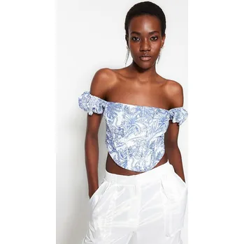 Dámské tričko trendyol Hellblau/ Weiß 6847167 36