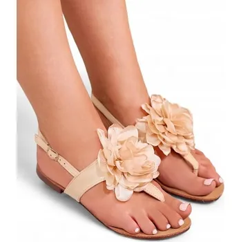 Dámské sandále BÍLÉ DÁMSKÉ SANDÁLY S KVĚTINOU NERIKALA 37