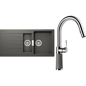 Kuchyňský dřez Set Schock S3-7 (dřez Signus D-150 Silverstone + baterie SC-520.120 Silverstone)