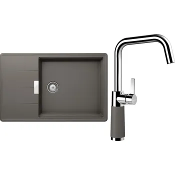Kuchyňský dřez Set Schock S17-8 (dřez Tia D-100LS Silverstone + baterie SC-530 Silverstone)