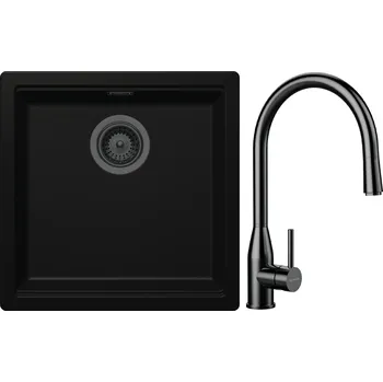 Kuchyňský dřez Set Schock S31-10 (dřez Kiruna N-100 Night + baterie Kavus.120 Gunmetal brushed + komponenty Gunmetal brushed)