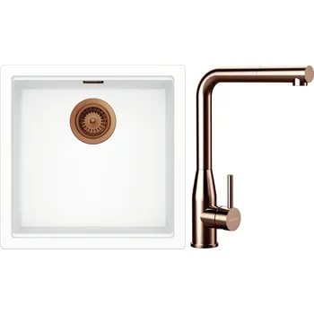 Kuchyňský dřez Set Schock S31-19 (dřez Kiruna N-100 Day + baterie Keto.120 Copper brushed + komponenty Copper brushed)