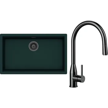 Kuchyňský dřez Set Schock S33-10 (dřez Kiruna N-100XL Ivy + baterie Kavus.120 Gunmetal brushed + komponenty Gunmetal brushed)