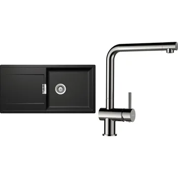 Kuchyňský dřez Set Schock S8-3 (dřez Mono D-100L Stone + baterie Epos Nerezový vzhled)