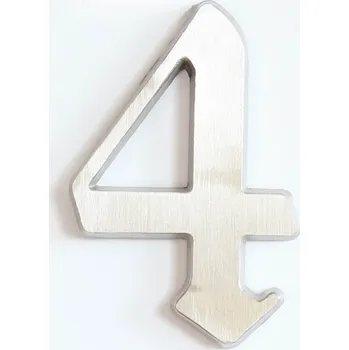 Domovní cedule C125 Číslice 125mm kartáč.stříbro "4" (C125 Číslice 125mm kartáč.stříbro "4". Vhodné řešení pro nábytek v interiéru.)