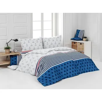 Povlečení Povlečení Matějovský BLUE COAST, námořnický motiv, modrá, bavlna hladká, 140x200cm + 70x90cm