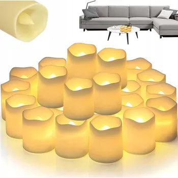 Svíčka LED SVÍČKA 4CM ELEKTRICKÁ NÁPLŇ DO HŘBITOVNÍCH SVÍČEK SVÍČKA S EFEKTEM PLAMENE 24ks