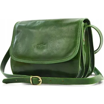 Kabelka Vera Pelle kabelka kožená kabelka přes rameno z pravé kůže zelená