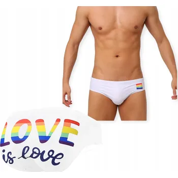 Dámské plavky DUHOVÉ PLAVKY BÍLÉ SLIPY L