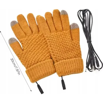 Rukavice Dámské medové pletené vyhřívané rukavice na USB